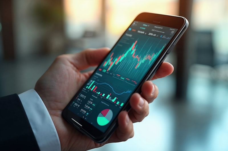 Profesional analizando gráficos de inversión y portafolios financieros